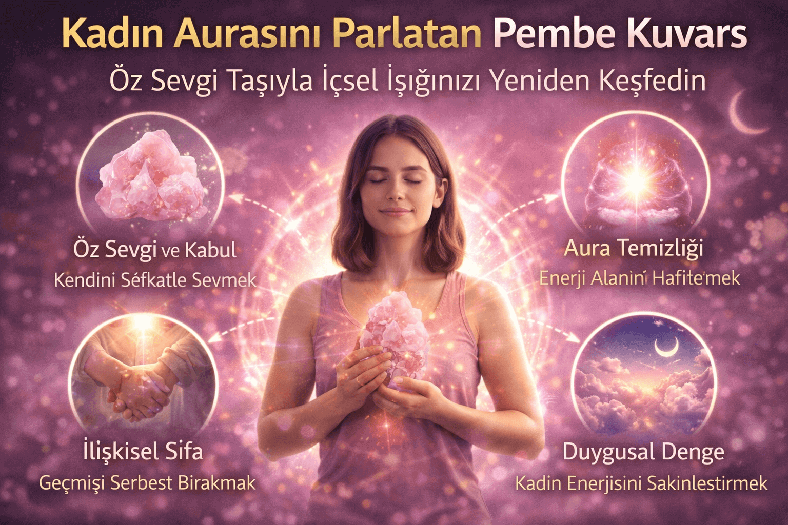 Kadın Aurasını Parlatan Pembe Kuvars | Öz Sevgi ve Enerji Taşı